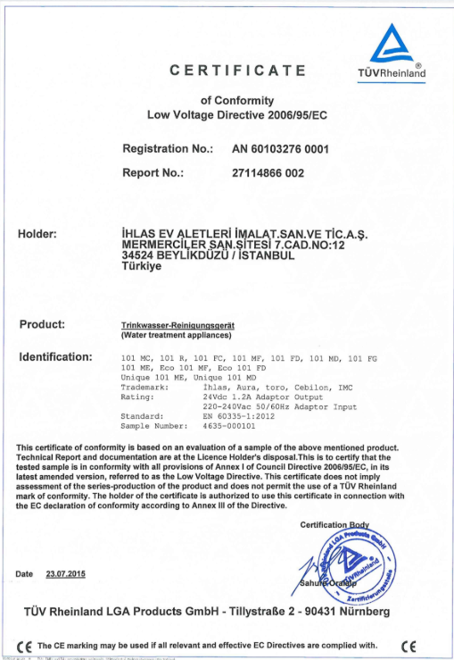 TÜV Rheinland Certificate